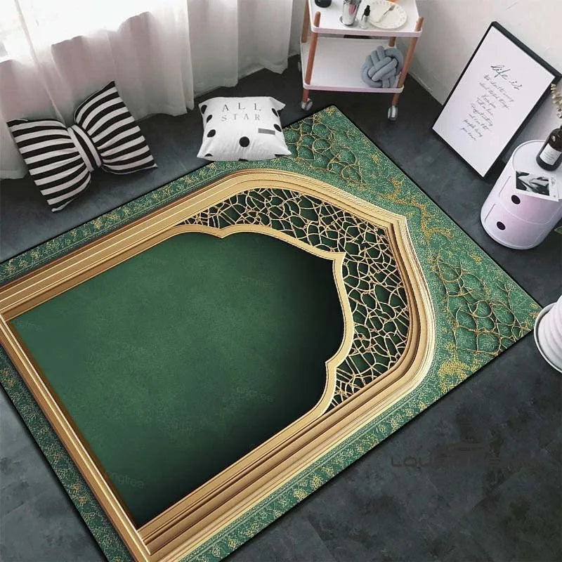 Soft Islamic Prayer Rug for Muslim Women, Elegant Carpet, Home Decoration Portable Prayer