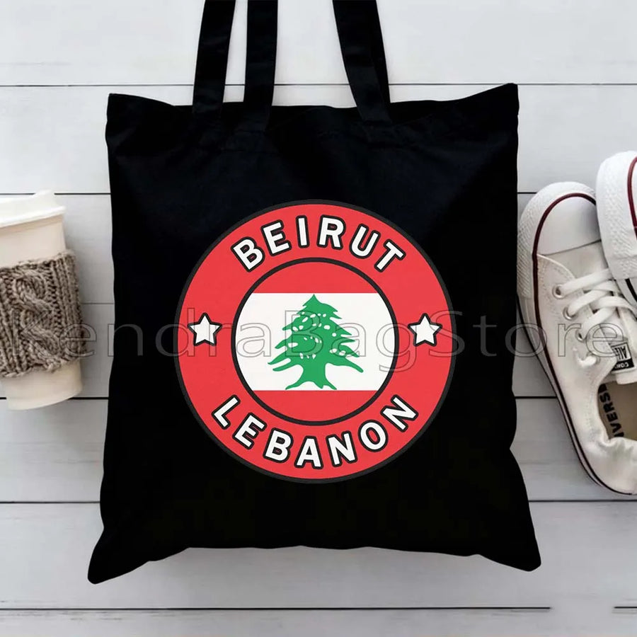 Ya Beirut – Lebanon Flag Heart Canvas Shoulder Tote