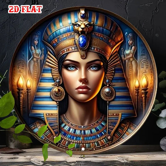 Vintage Egyptian Hieroglyph Wall Art – Blue Eye & Pharaoh Crown Metal Decor