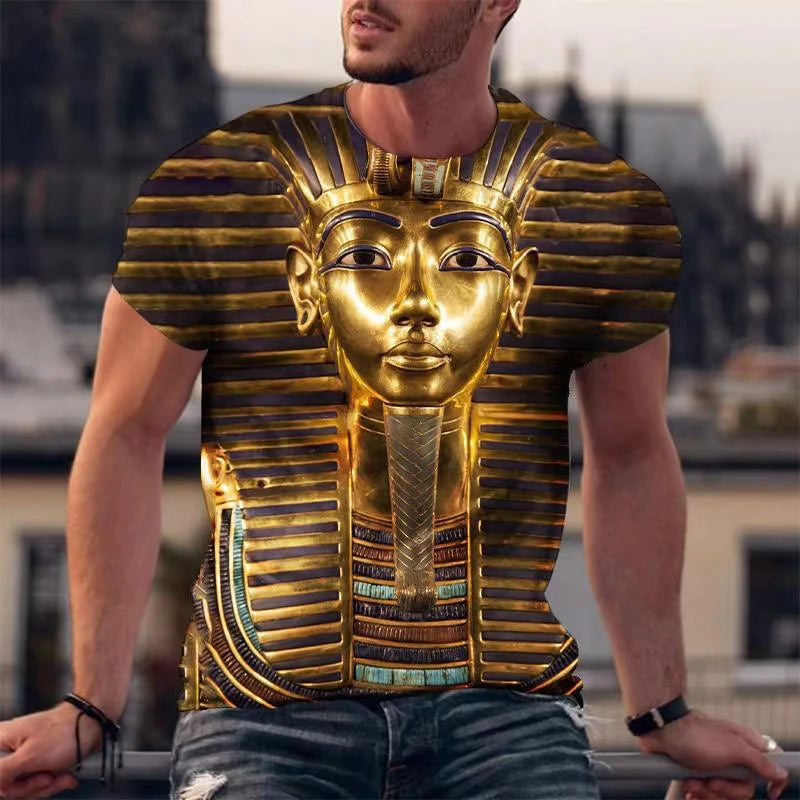 Pharaoh 3D T-Shirt – Unisex Egyptian Graphic Tee, Summer Oversized Streetwear
