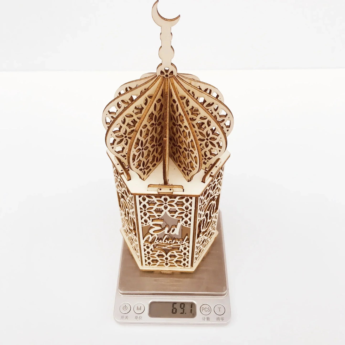 The Wooden Eid Pendant with LED Candlelight – Warmth That Glows with Faith