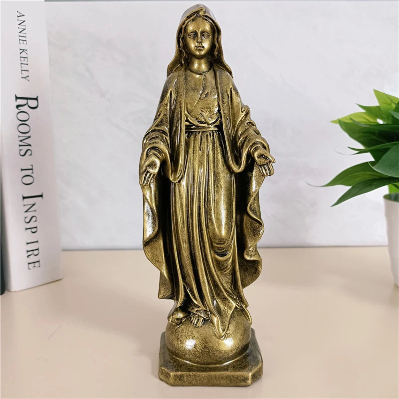 21.5cm Golden Virgin Mary Statues Big Resin Madonna Sculpture Christmas Decorations For Wedding Office Christmas Gift
