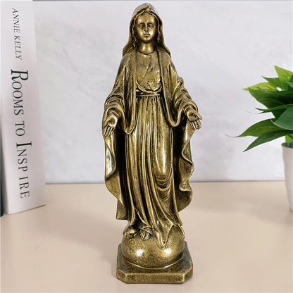 21.5cm Golden Virgin Mary Statues Big Resin Madonna Sculpture Christmas Decorations For Wedding Office Christmas Gift