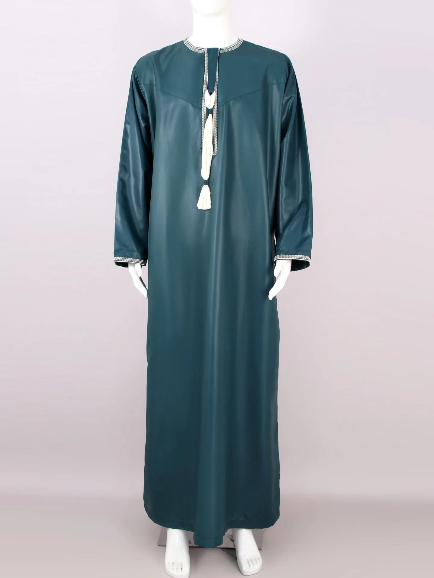 Eid Ramadan Muslim Men Long Robe Round Neck Embroidered Oman Dubai Arabian Saudi Male Jubba Thobe Adults Abayas Islamic Kamis