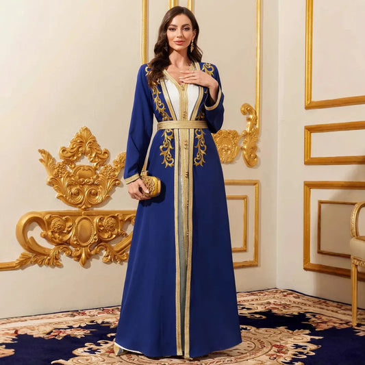 The Two-Piece Embroidered Jalabiya Set – Women's Party Kaftan with Sash