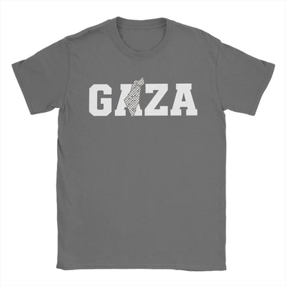 Palestine Gaza Typography T-Shirt Men  Novelty 100% Cotton Tee Shirt O Neck Short Sleeve T Shirt Graphic Clothing