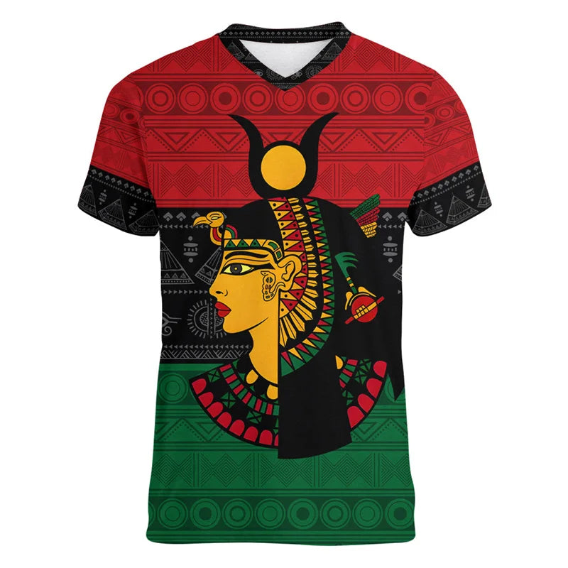 3D Pharaoh Graphic T-Shirt – Men's Egyptian History V-Neck Tee