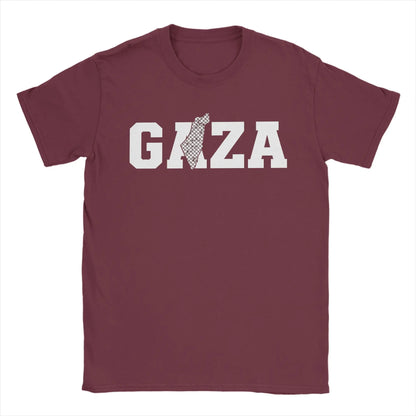 Palestine Gaza Typography T-Shirt Men  Novelty 100% Cotton Tee Shirt O Neck Short Sleeve T Shirt Graphic Clothing