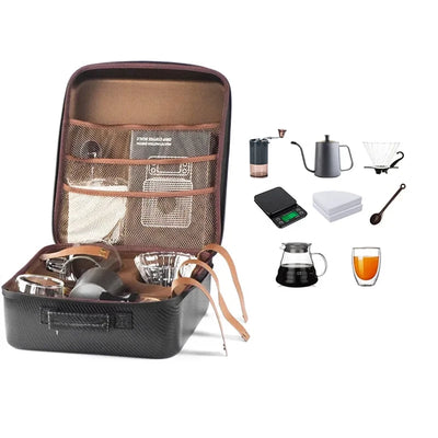The Luxe Brew – Coffee Gift Box Set with Grinder & Glass Drip Filter