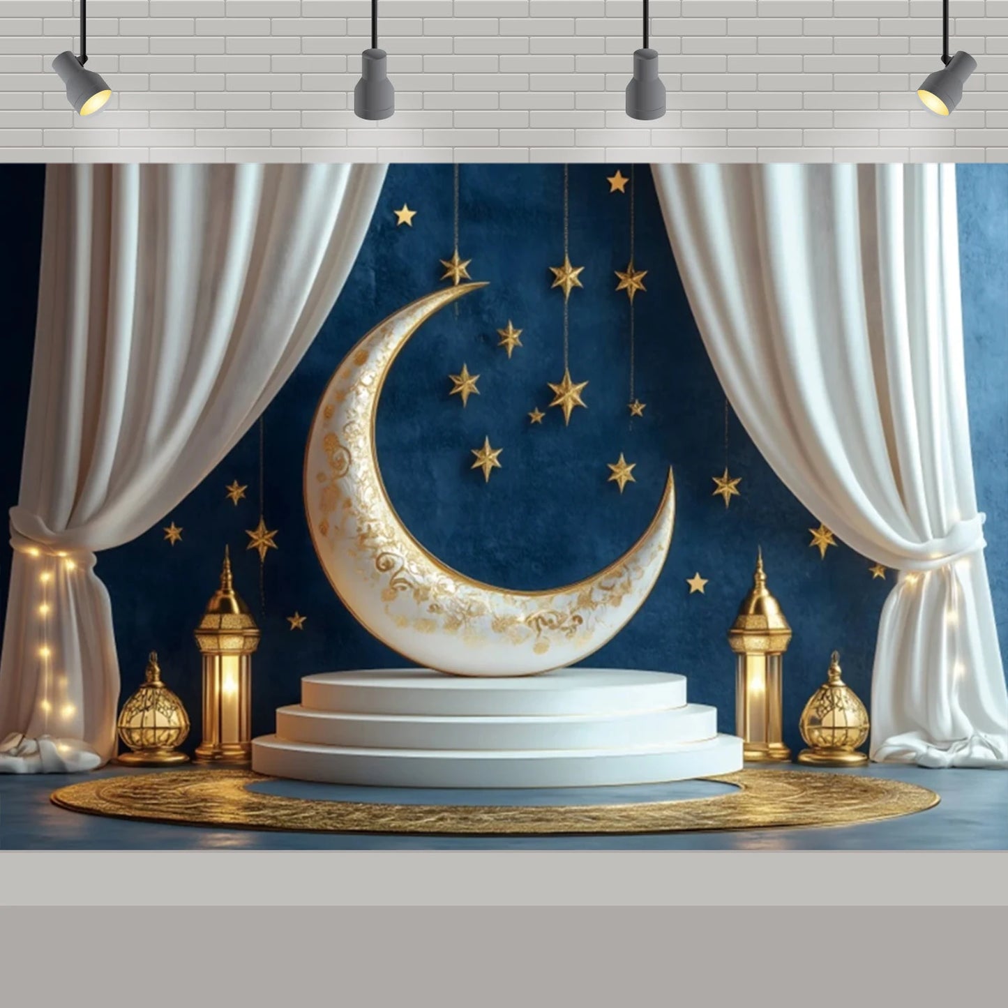 Arabic Aladdin Muslim Gold Mosque Background Fabric Princess Birthday Party Gift Photography Prop Decoration Banner Girl Poster
