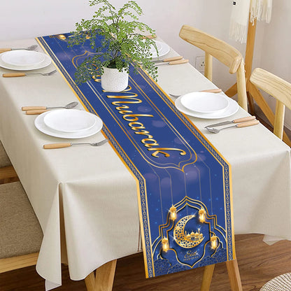 EID Mubarak Decoration Table Runner Ramadan Decor 2024 For Home Tablecloth Ramadan Kareem Islamic Muslim Party Eid Al-Fitr Gifts
