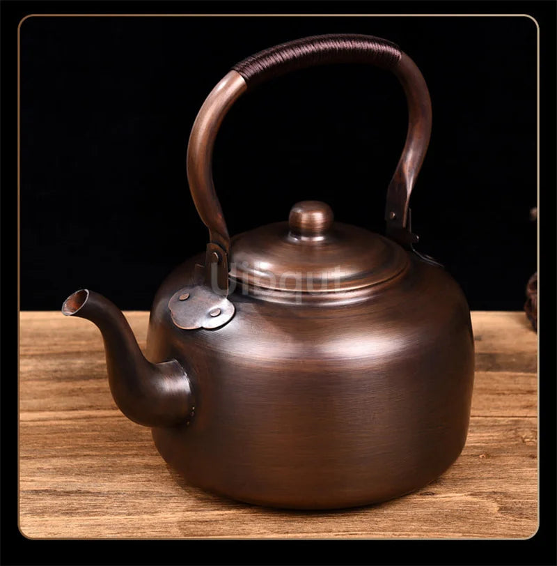3L Pure Red Copper Boiling Kettle Handmade Vintage Copper Pot Home Teapot For Gas/Induction Cooker Tea Infuser Health Tea Kettle