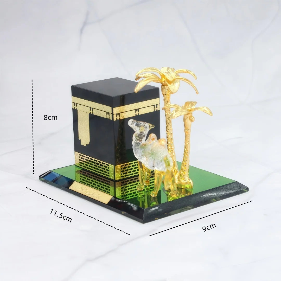 Islamic Mecca Decoration Model with Camel Palm Tree Miniature Muslim Home Décor Ornament Display Ramadan Eid Gift