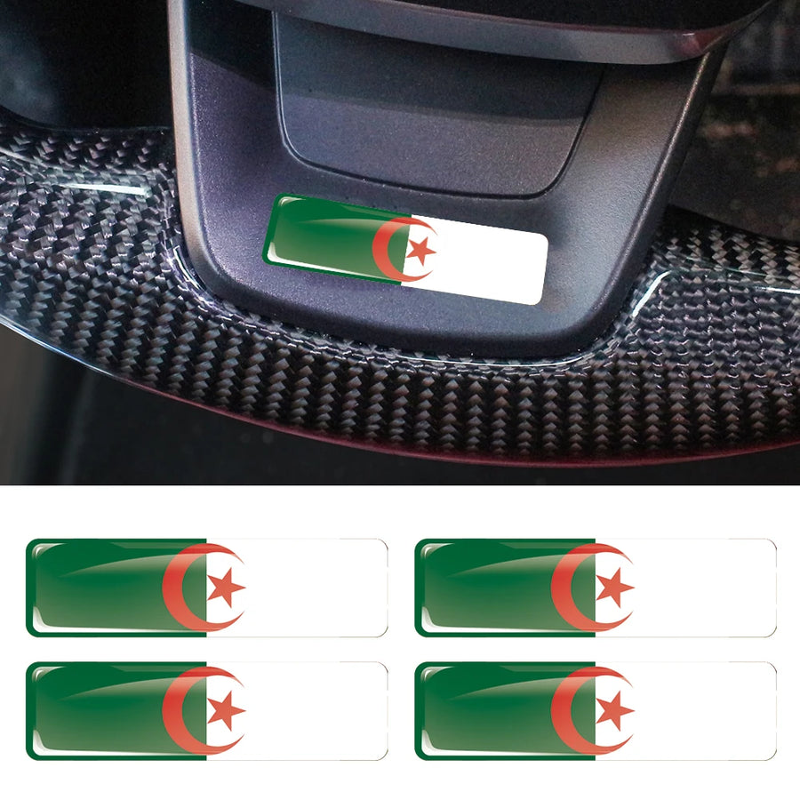 Algeria Flag 3D Epoxy Car Sticker – Steering Wheel & Motorcycle Decal