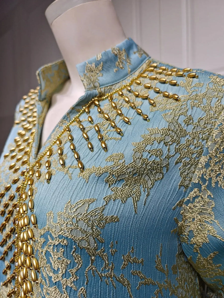 Eid Radiance – Beaded Collar Abaya for the Arab Woman in America