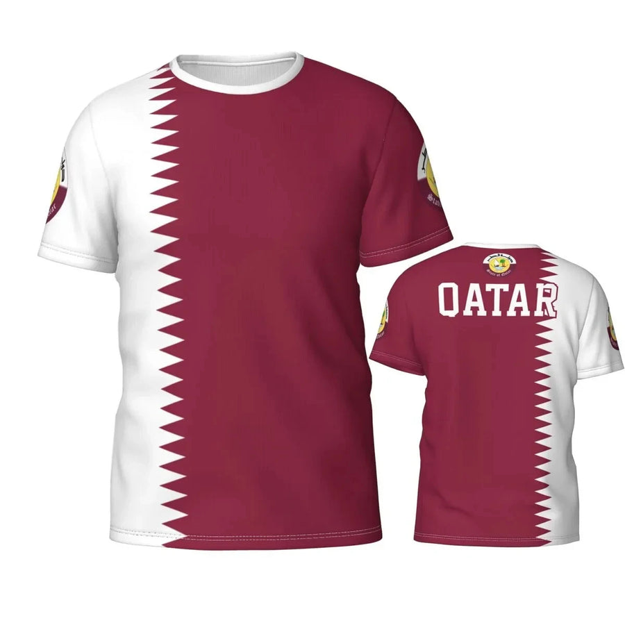 Qatar Flag Emblem T-Shirt – Men's Soccer Fan Tee, National Team Jersey
