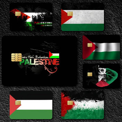 Palestine Flag Card Stickers Waterproof Film skin Cover 4PCS Credit Card stickers Debit Front Decoration Bank Subway Pass