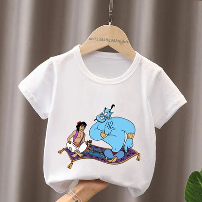 Hot Sale Aladdin Jasmine Princess Print Cartoon Kids T-Shirts Girls Clothes Baby Boys Short Sleeve T shirt Summer Children Topsr
