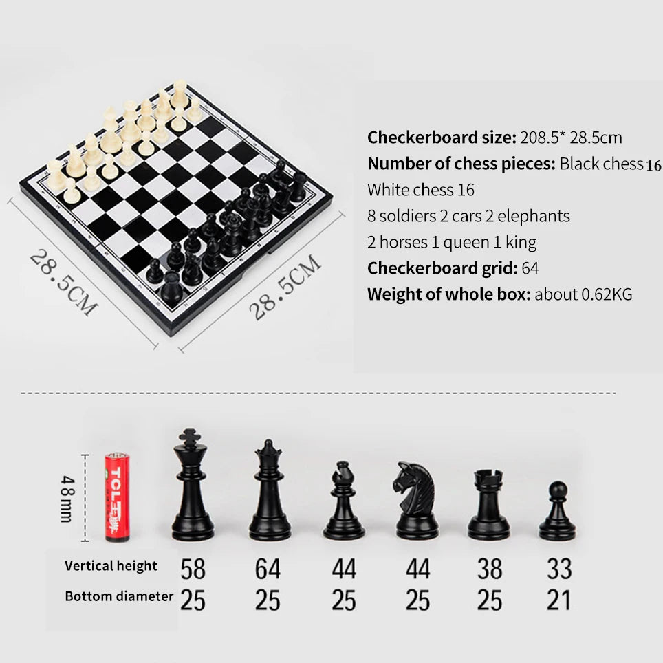 Portable Special Magnetic Chess Backgammon Checkers Set Big Board Draughts Entertainment Christmas Travel Games Aldult Kids Gift