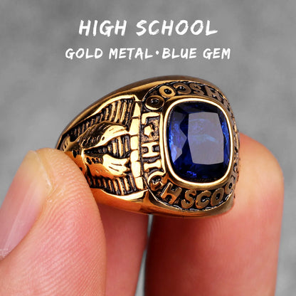 Stainless Steel Mens Rings Gold Silver Color Red Blue Rhinestone Simple Luxury for Male Boy Jewelry Creativity Gift Wholesale