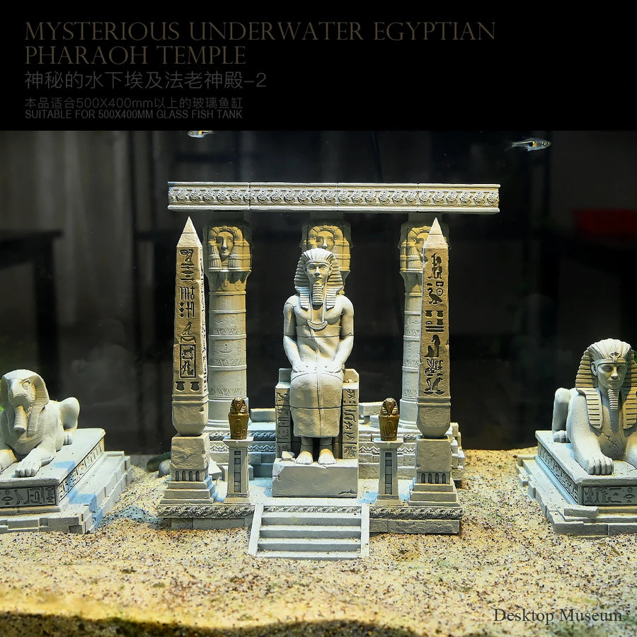 Egyptian Pharaoh Temple Resin Ornament – Aquarium & Home Decor Sculpture
