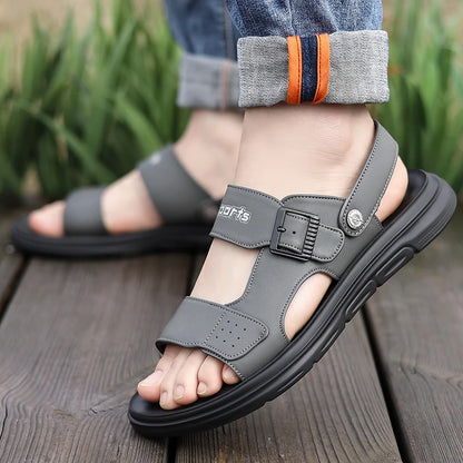 Men's Adjustable Strap Sandals with Breathable Perforated Design and Comfortable Sole for Casual Summer Wear