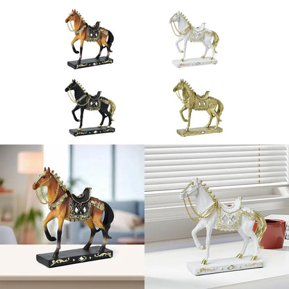 Horse Statue Decorative Resin Horse Sculpture for Bookcase Furniture Bedroom