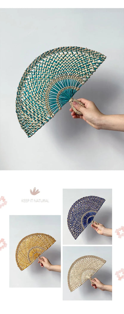 Seaweed woven Nordic hand-woven decoration home wall hanging living room porch background home wall fan pendant