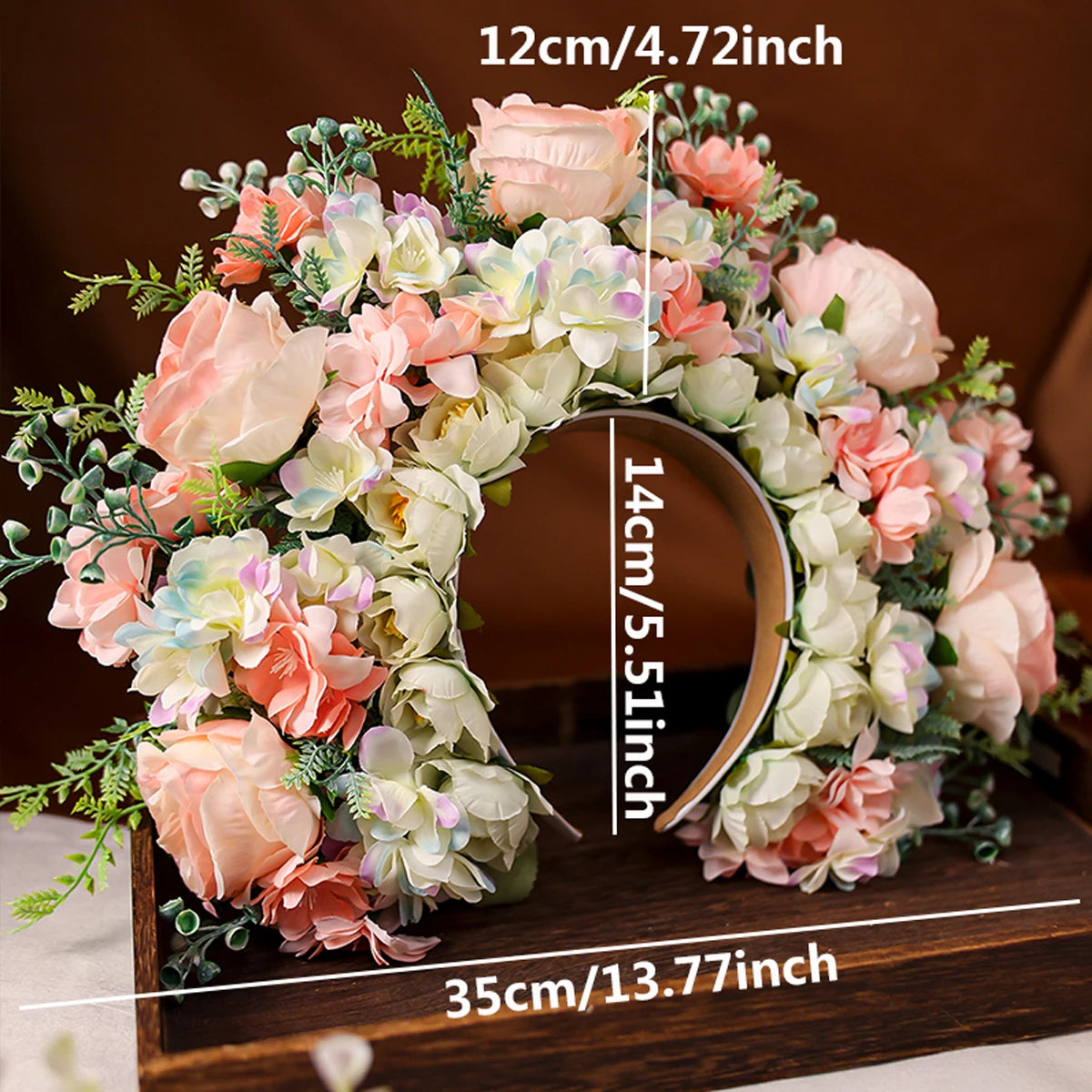 Women Head-Dress Colorful Flower Headband Hair Wreath Wedding Party Costume Headpiece for Bridal Women Fashion Hair Accessory