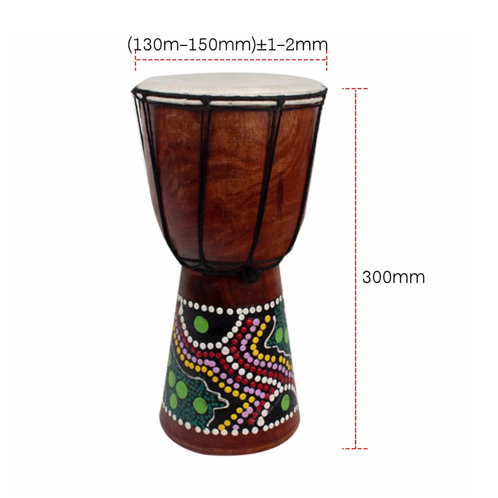 6in African Djembe Drum Hand-Carved -Wood Goat-Skin Traditional African Musical Instrument African Djembe Hand-Carved Drum