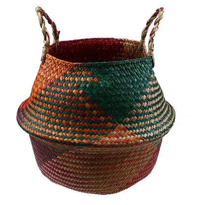 WHISM Handmade Seagrass Storage Basket Flower Pot Rattan Container Toys Organizer Holder Laundry Basket Home Decor Dropshipping