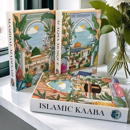 Islamic Kaaba Eid Mosque Luxury Decorative Books Storage Box Fake Book Interior Decoration Coffee Table Ornament Bedroom Decor