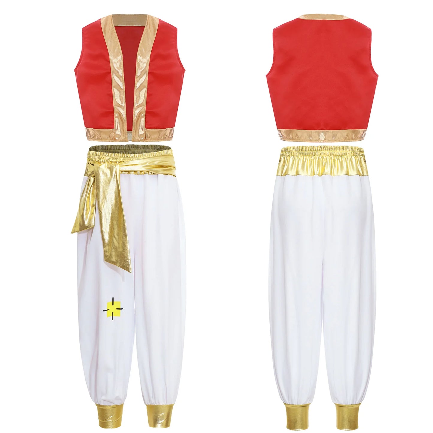 Boys Arabian Aladin Prince Cosplay Party Costume Oriental Indian King Roleplay Dress Up Outfits Loose Vest And Pants Set