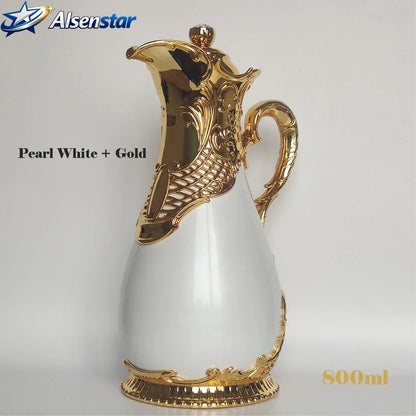 2024 New Arabian Vacuum Flask 800ml Middle Eastern Style Restaurant Home Glass Liner Hot Water Kettle 24 Hours Thermos Bottle
