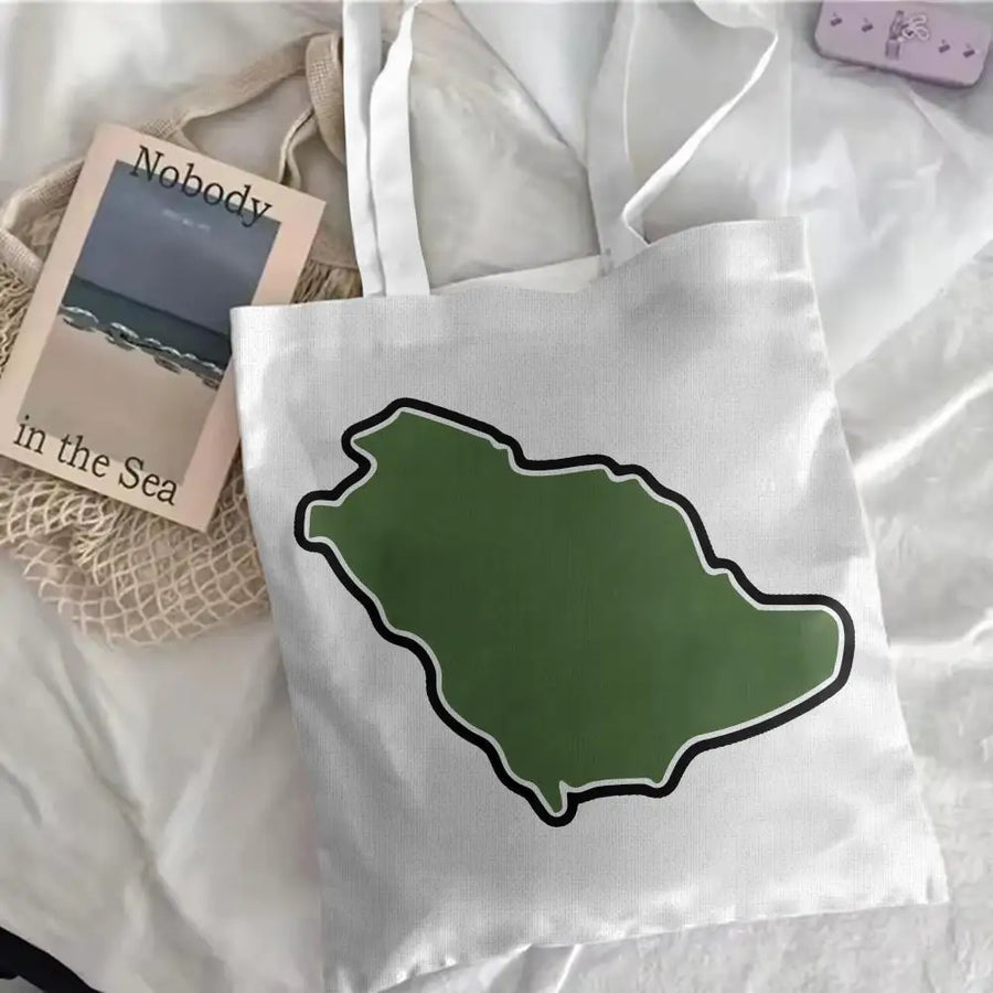 The Olive Map – Arabic Calligraphy Canvas Shoulder Tote