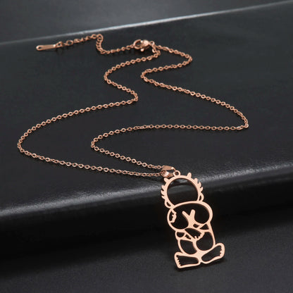 LIKGREAT Fashion Jewelry Handala Hanzala Palestine Stainless Steel Necklace Boy Pendant Chain Necklace Gift for Women Men New