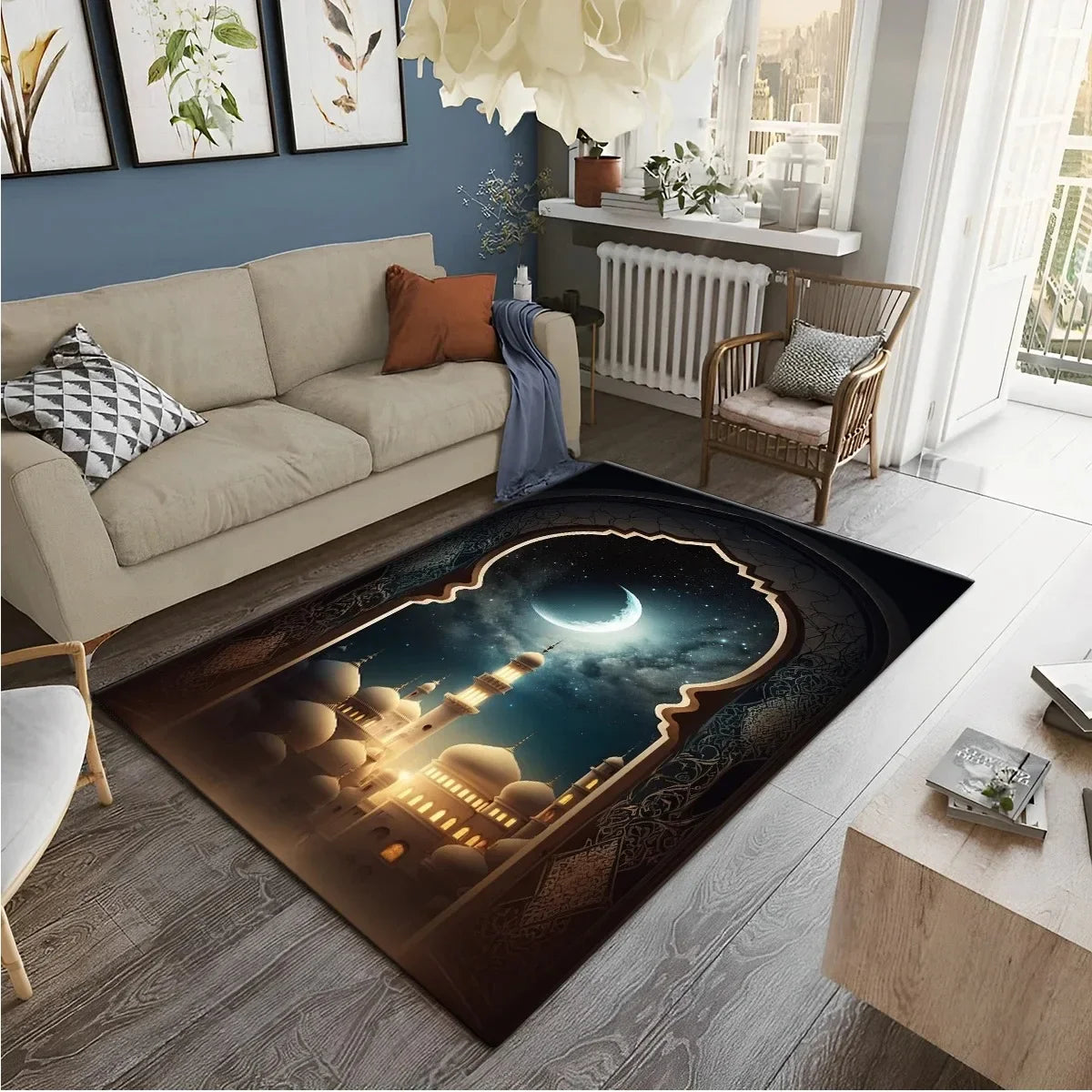 Muslim Prayer Rug – HD Printed Ramadan Worship Carpet | Non-Slip Washable Floor Mat for Living Room, Bedroom & Home Decor