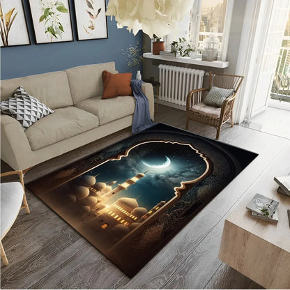 Muslim Prayer Rug – HD Printed Ramadan Worship Carpet | Non-Slip Washable Floor Mat for Living Room, Bedroom & Home Decor