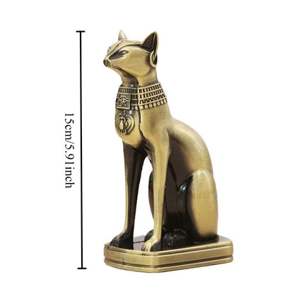 Vintage Metal Egyptian Cat Statue – Retro Bastet Decor for Home & Wine Cabinet