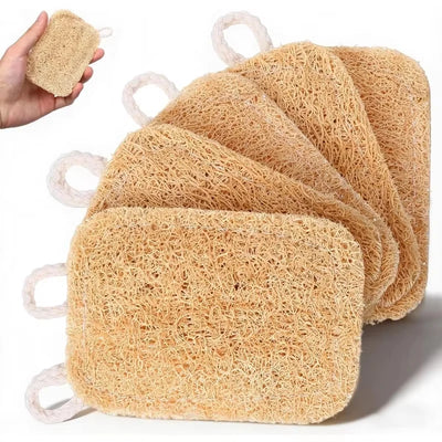 The Loofah Six – Natural Bamboo Fiber Exfoliating Sponges (6-Pack)