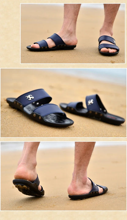 Casual Famous Brand Men Sandals outdoor Shoes Breathable Slippers Summer Flip Flops Beach Men Shoes Leather Sandalias Zapatos Ho