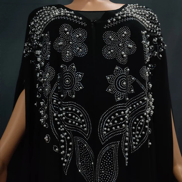 Elegant Moroccan Kaftan Set – 2 Piece Chiffon Abaya Dress
