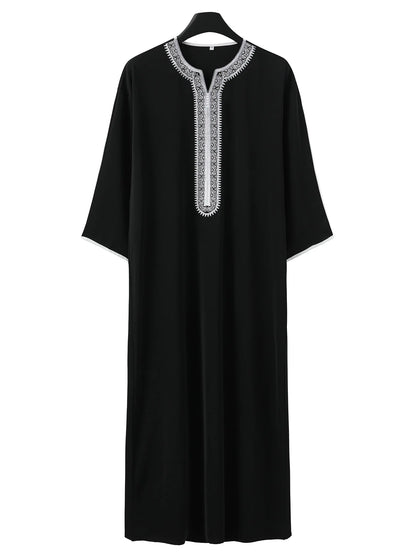 Muslim Men Long Robe Jubba Thobe Embroidery Abaya Saudi Prayer Dishdasha Ramadan Dubai Islamic Abayas Gown 2025 Morocco Kaftan