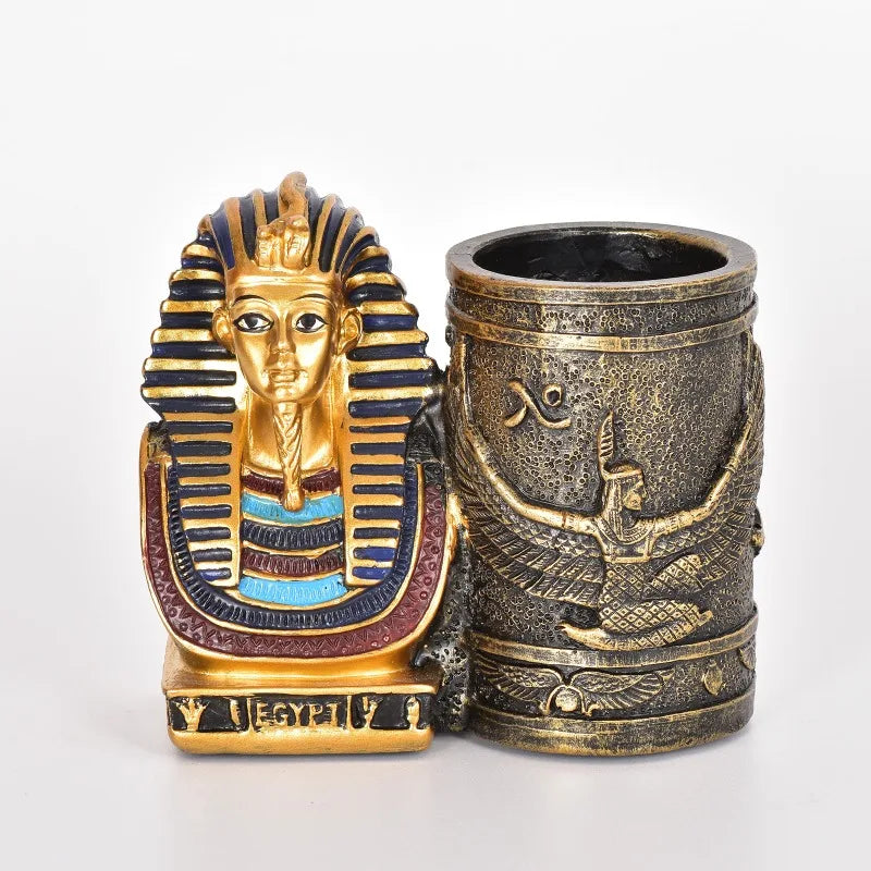 Egyptian Pharaoh Pen Holder – Creative Desktop Organizer, Home Study Decor