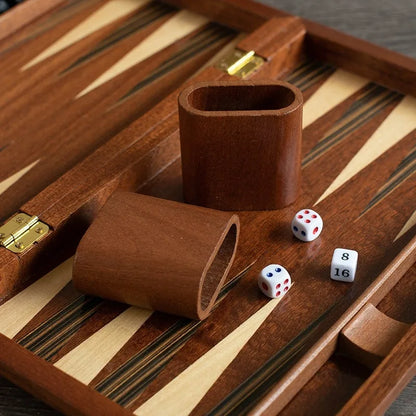 Solid Wood Backgammon Set Educational Family Board Game Leisure Entertainment
