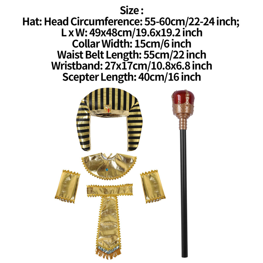 Pharaoh & Cleopatra Luxury Cosplay Set – Gold Trim Egyptian King & Goddess Costume