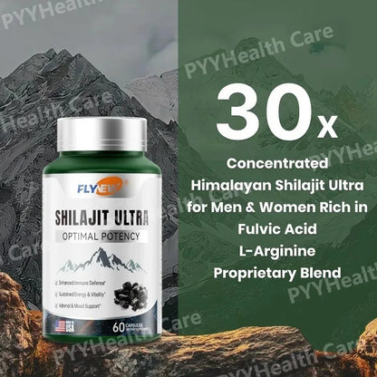 Shilajit with Naturally Fulvic Acid & L-Arginine Himalayan Shilajits for Extra Power Immune Support Shilajit for Men Women