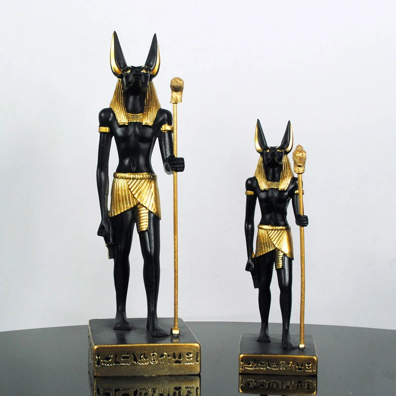 Anubis Resin Sculpture – Egyptian Jackal Guardian & Pyramid Decor