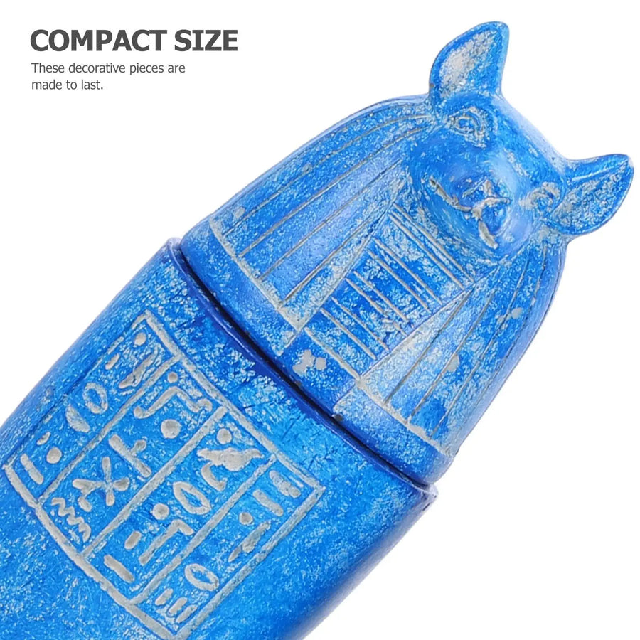 4-Piece Egyptian Canopic Jar & Horus Figurine Set – Pharaoh Inscription Decor