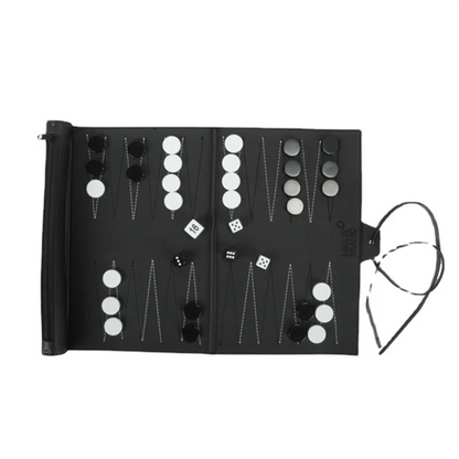 【AA04】Roll Up Backgammon Sets Portable Travel Board Game Set For Adults And Kids Foldable PU Classic Chess Board Roll-Up Easy In